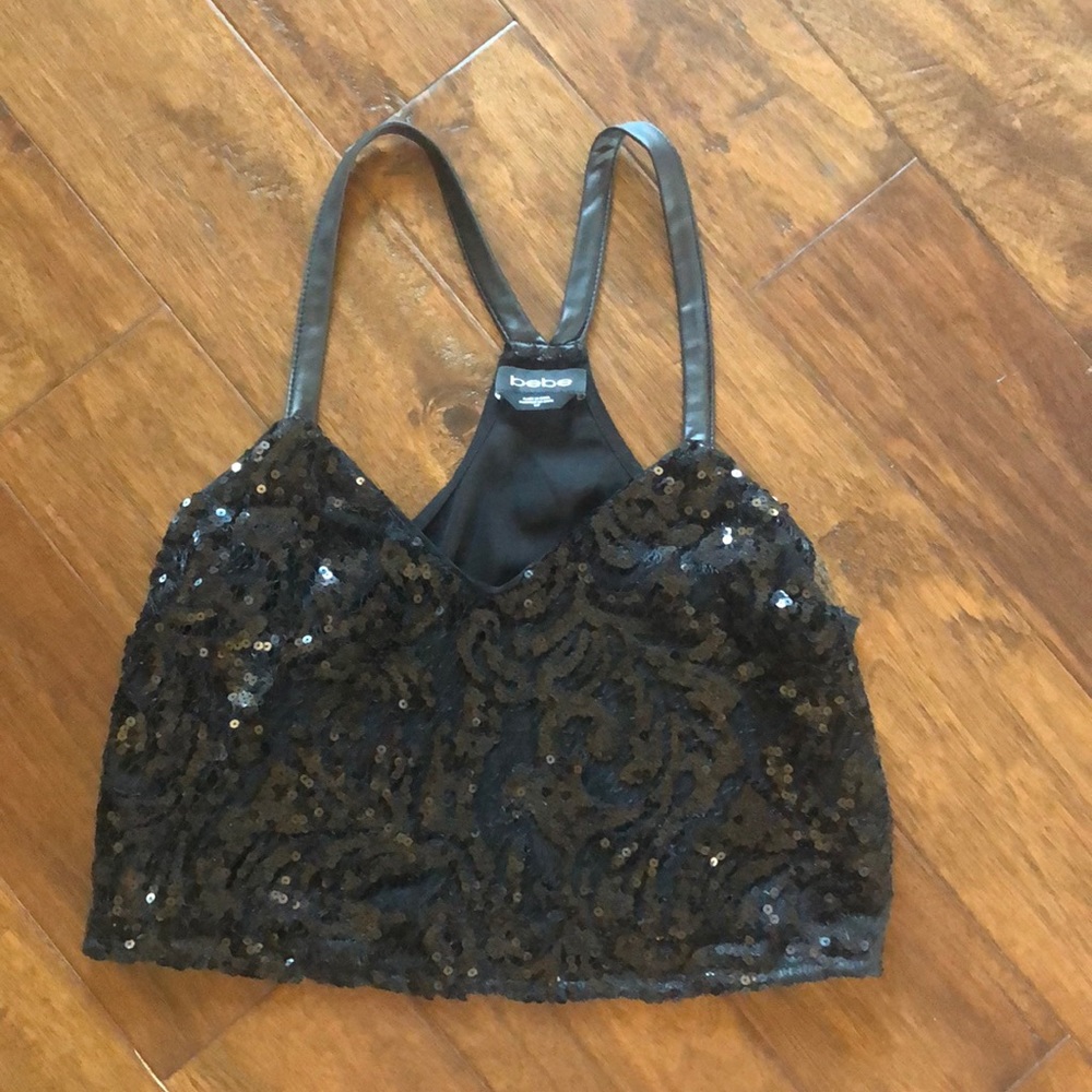 Bebe Sequined Black Top